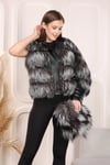 Silver short fox fur jacket with leather