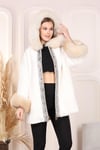 White Python Snakeskin and Fox Fur with Alcantara Coat - Real Fox Fur Jacket - 100% original natural Python and Fox Skin - Luxury Jacket