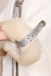 White Python Snakeskin and Fox Fur with Alcantara Coat - Real Fox Fur Jacket - 100% original natural Python and Fox Skin - Luxury Jacket