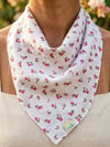 Pembe Çiçekli Fular – Lastikli Toka – Bandana Seti