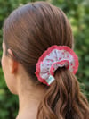Pembe Çiçekli Fular – Lastikli Toka – Bandana Seti