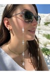 Gözlük zinciri gözlük askısı inci kalpli gümüş
