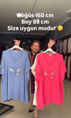 İtalyan Stil Büyük Beden Taş Detaylı Salaş Bluz