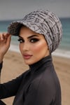  Siyah Beyaz Yazı Desen Havuz - Deniz Şapkası / Mayo Üstüne Kullanılabilir