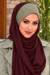 Adaçayı Bordo Bağcıklı Bandana Hazır Şal