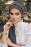Antrasit Krınkıl Atkılı Tesettür Bone
