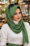 Bahar Yeşili Şapkalı Şal