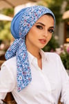 Bebe Mavi Çiçekli Eşarp Bone