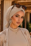 Bej Çizgili Çapraz Bantlı Bone