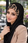 Bej Siyah Bandana Hazır Şal