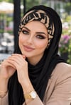 Bej Siyah Bandana Hazır Şal