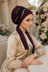 Beyaz Bordo  Nakışlı  Atkılı Abiye Bone - 60101