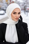 Beyaz Fitilli Fiyonklu Tesettür Bere