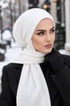 Beyaz Fitilli Fiyonklu Tesettür Bere