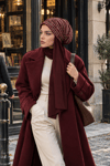 Bordo Desenli Şallı Salaş Bere