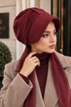 Bordo Fularlı Şapka Bone