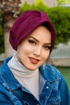 Bordo Kapitone Desenli Tesettür Şapka Bone