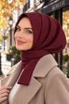 Bordo Kapitone Hazır Eşarp