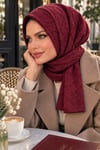 Bordo Kapitone Hazır Eşarp