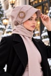 Bordo Kazayağı Detaylı Atkılı Tesettür Şapka