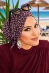 Bordo Leopar Desen Çapraz Bone