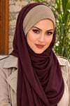 Bordo Vizon Bağcıklı Bandana Hazır Şal
