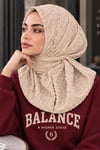 Ekru Spor Tesettür Bone - Günlük ve Antrenman , Deniz ve Havuz Kullanımına Uygun Hazır Eşarp Bone- Athletic Hijab