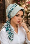 Elma Yeşili Desenli Fularlı Şapka Bone