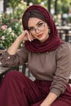 Füme Bordo Burgu Hazır Şal
