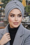 Gri Melanj Burgu Detaylı Bone
