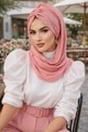 Gülpembe Büzgülü Hazır Şal