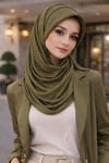 Haki Şapkalı Şal