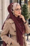 Hardal Çiçek Desen Bandana Hazır Şal