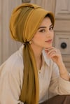 Hardal Hazır Fularlı Şapka Bone