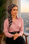 İndigo Bordo Yaprak Eşarp Bone
