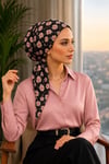 İndigo Bordo Yaprak Eşarp Bone