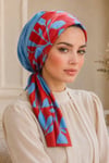 İndigo Bordo Yaprak Eşarp Bone