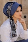 İndigo Retro Desen Şapka Bone