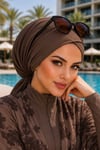 Kahve Çapraz Bantlı Bone