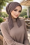 Kahve Leopar Eşarp Bone