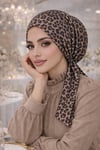 Kahve Leopar Eşarp Bone