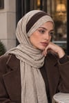 Kahverengi Bantlı Vizon Kelebek Bone Şal