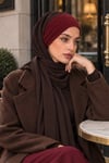 Kahverengi Bordo Bandana Hazır Şal