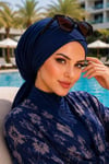 Lacivert Çapraz Deniz - Havuz Bonesi