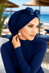 Lacivert Çapraz Deniz - Havuz Bonesi
