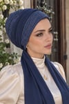 Lacivert Işıltılı Atkılı Bone