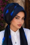 Lacivert Saks Mavi Batik Fularlı Şapka Bone