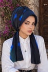 Lacivert Saks Mavi Batik Fularlı Şapka Bone