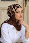 Leopar Desenli Hazır Eşarp Bone