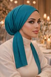 Petrol Mavi Eşarp Bone